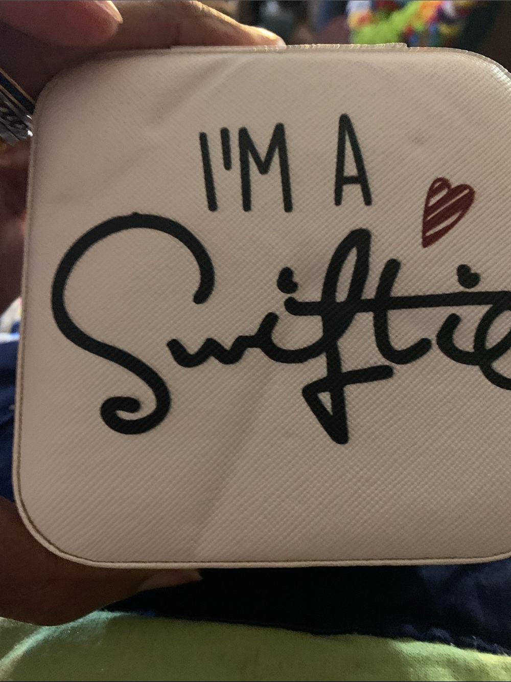 Taylor Swift White Portable'I'm a Swiftie' small compact travel jewelry box